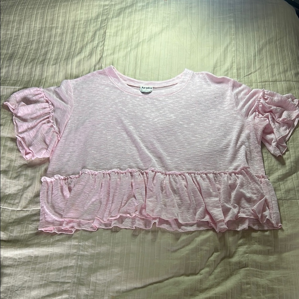 Ava & Viv Pink Ruffle Blouse